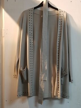 Light Beige Stud-Trim Women's Camisole Cardigan
